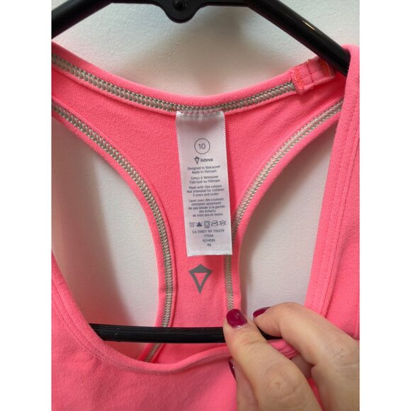 Ivivva by Lululemon Pink Racerback Tank Top Size 10 Cotton Blend Womens Athletic - Picture 2 of 3